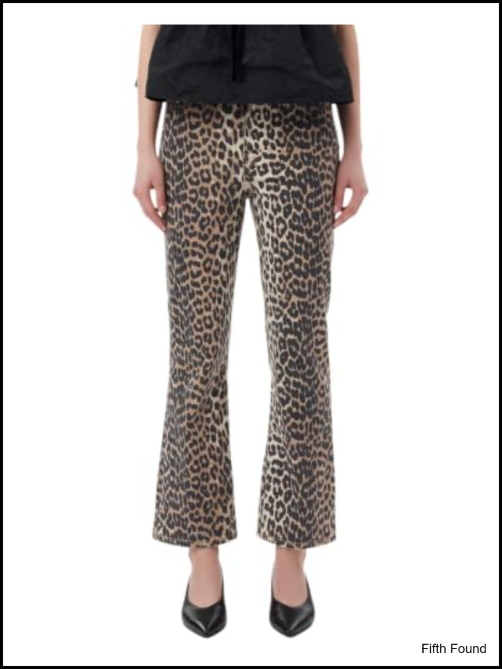 Leopard Print Bell Bottom Jeans High Rise Flare Denim Pants Women